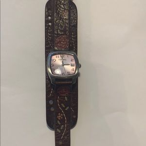 Fossil Leather Watch- Embroidered